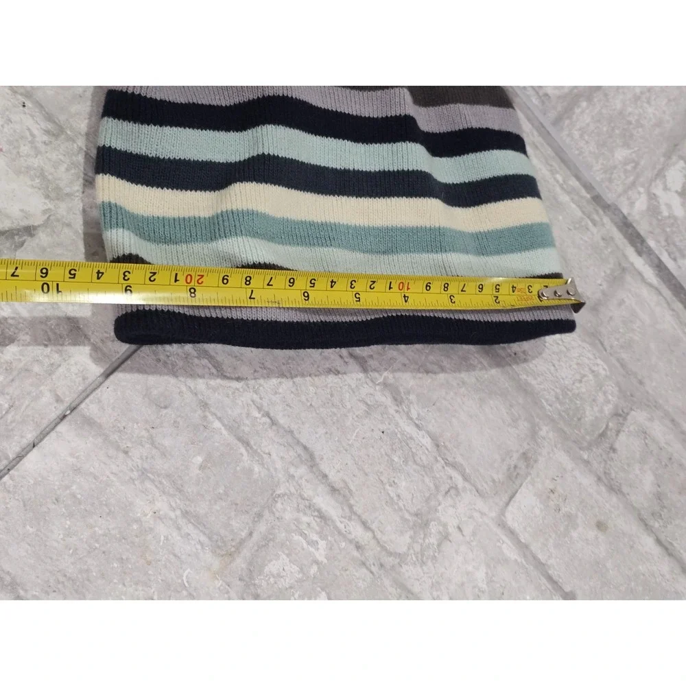 Carhartt Beanie Hat Youth One Size Fits All Blue Striped Fleece Lined‎ Acrylic